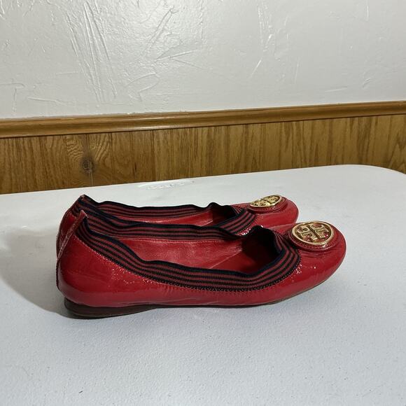 Tory Burch Caroline Ballet Flat Red Leather Size 6M - Picture 11 of 15